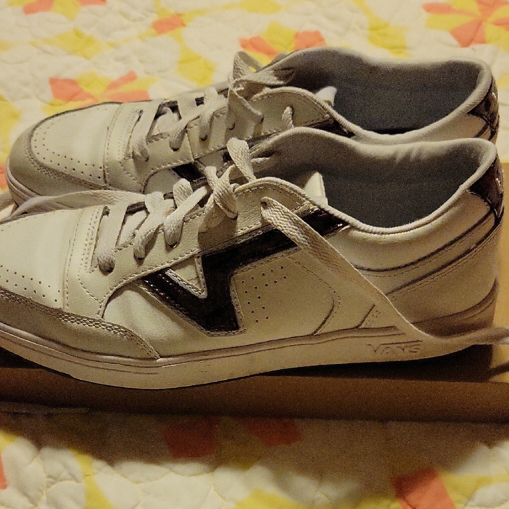 Vans White With Brown Iridescent Design Sneakers. Size 9 Womens 7.5 Mens
